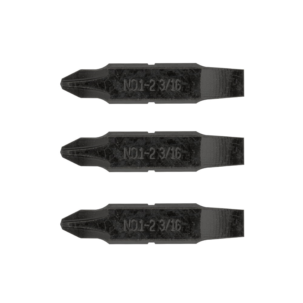 #1-#2 Phillips & 3/16" Flat Screwdriver Bits Black